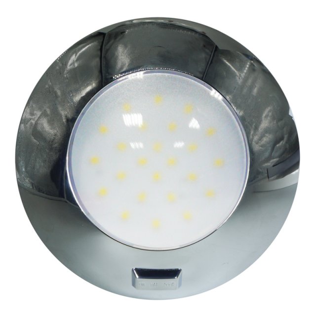 Lalizas AquaLED Dome light, round, chrome, with switch, 4.8W, 12/24V DC Multivolt