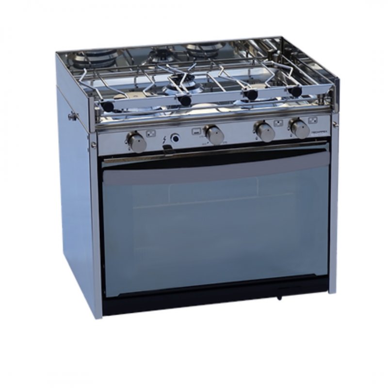 Techimpex Techimpex Mariner 3 Cooker - 3 Burner Hob, Oven & Grill, Pan Clamps, Gimbals - Stainless Steel Oven