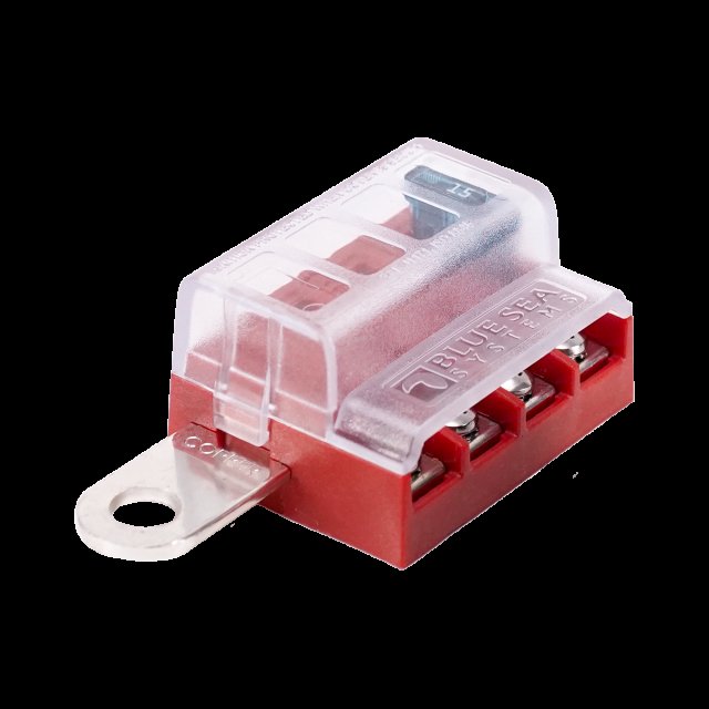 Blue Sea Systems Fuse Block STBlade 4circ w/gnd/cvr