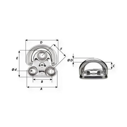 Wichard Wichard 6506 - Folding Pad Eye (10mm bolt)