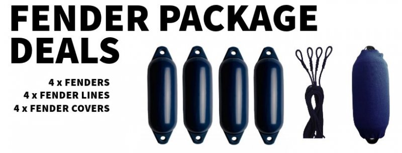 TCS Chandlery Boat Fender package deal - 4 fenders, lines and covers - SIZE 0