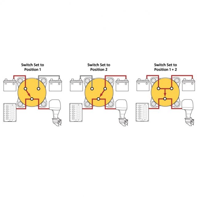 thumbnail image 2 of Seas On-Off Combine Blue Sea 9001e E-Series Red Selector 4 Position Battery Switch Panel Wiring Diagram 2 of 9