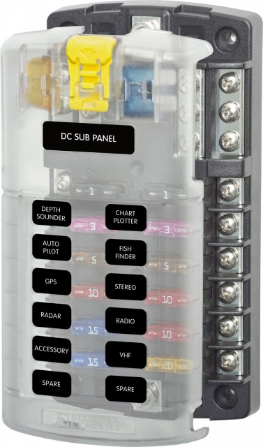 Blue Sea Blue Sea Systems ST Blade Fuse Block - 12 Circuits with Negative Bus and Cover